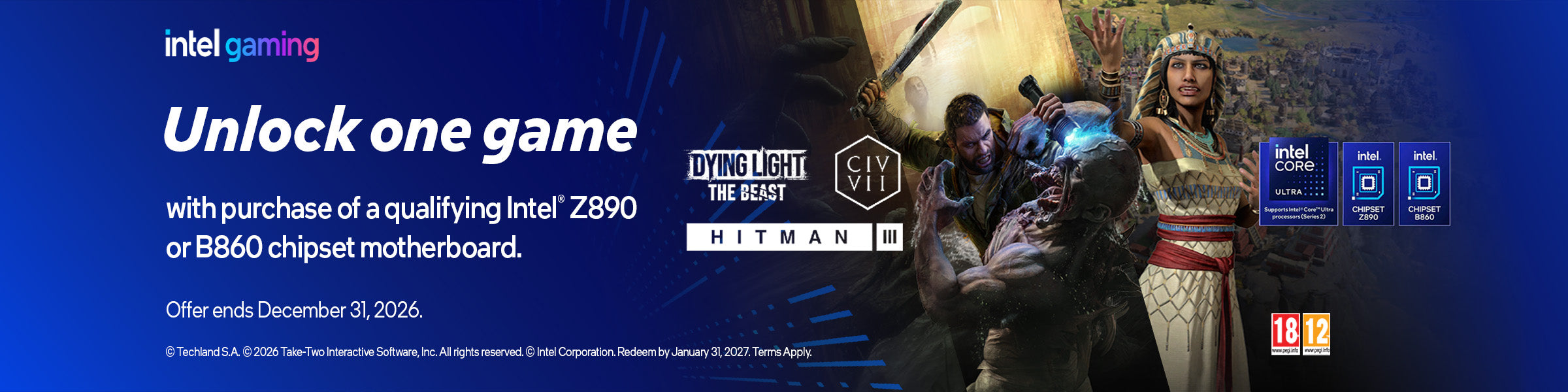 Intel Motherboard Game Bundle – Unlock Dying Light: The Beast, Civilization VII, or HITMAN III with qualifying Intel Z890 and B860 Gaming PCs