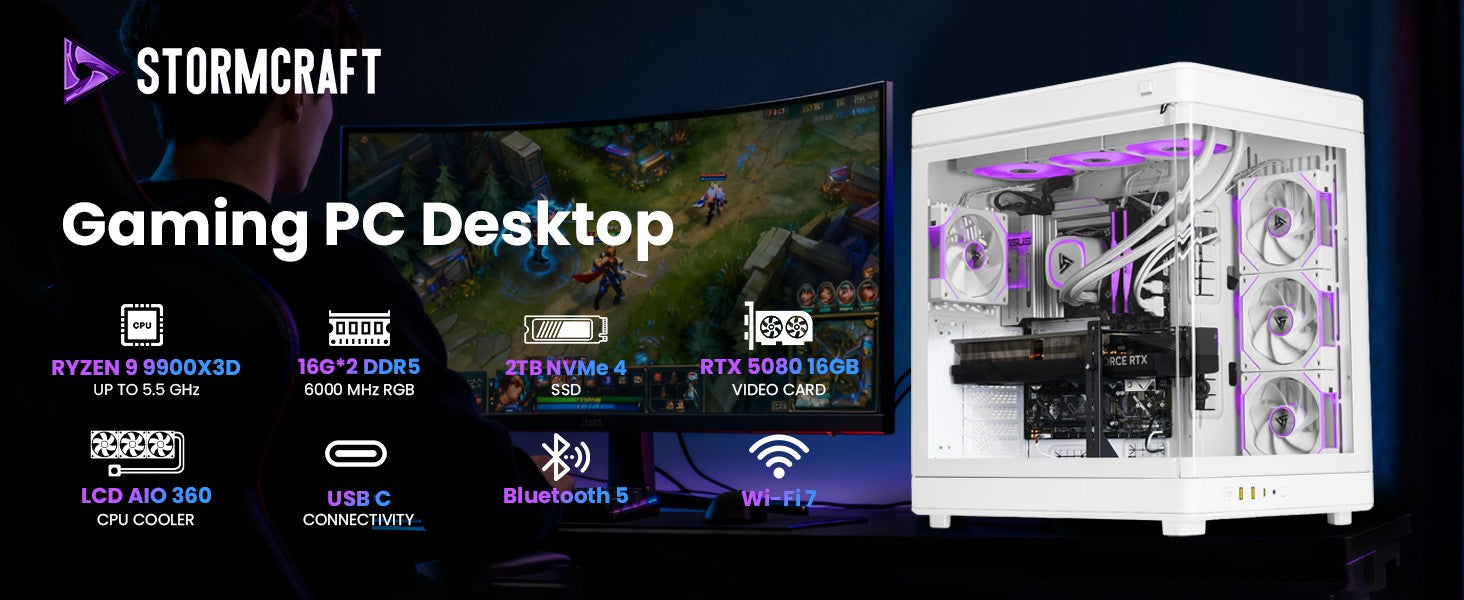 Wizard White WW990XDCC-580W1  Gaming Desktop A+ banner 1