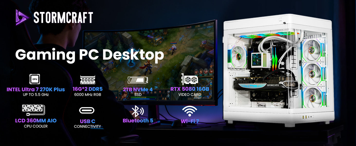 Wizard White WW270K0CC-580W1 Gaming Desktop A+ banner 1