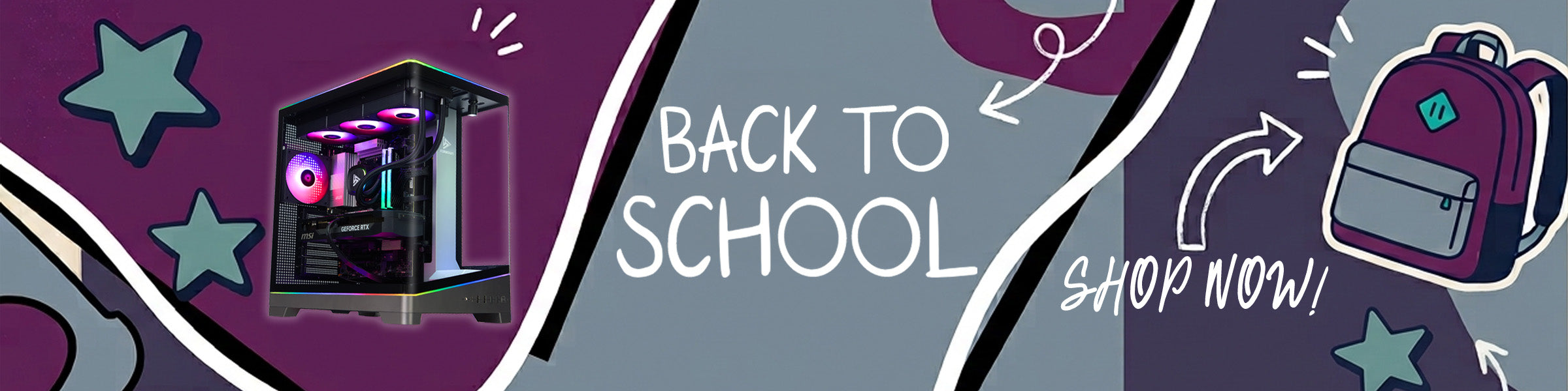 STORMCRAFT PC Back to School Gaming PC Sale featuring RTX-powered gaming desktops for students and creators.